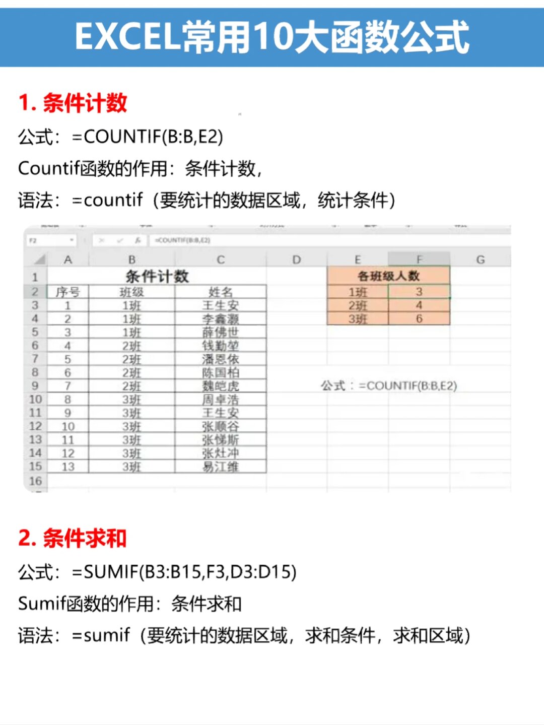 常用函数(excel必备50个常用函数) 常用函数(excel必备50个常用函数)