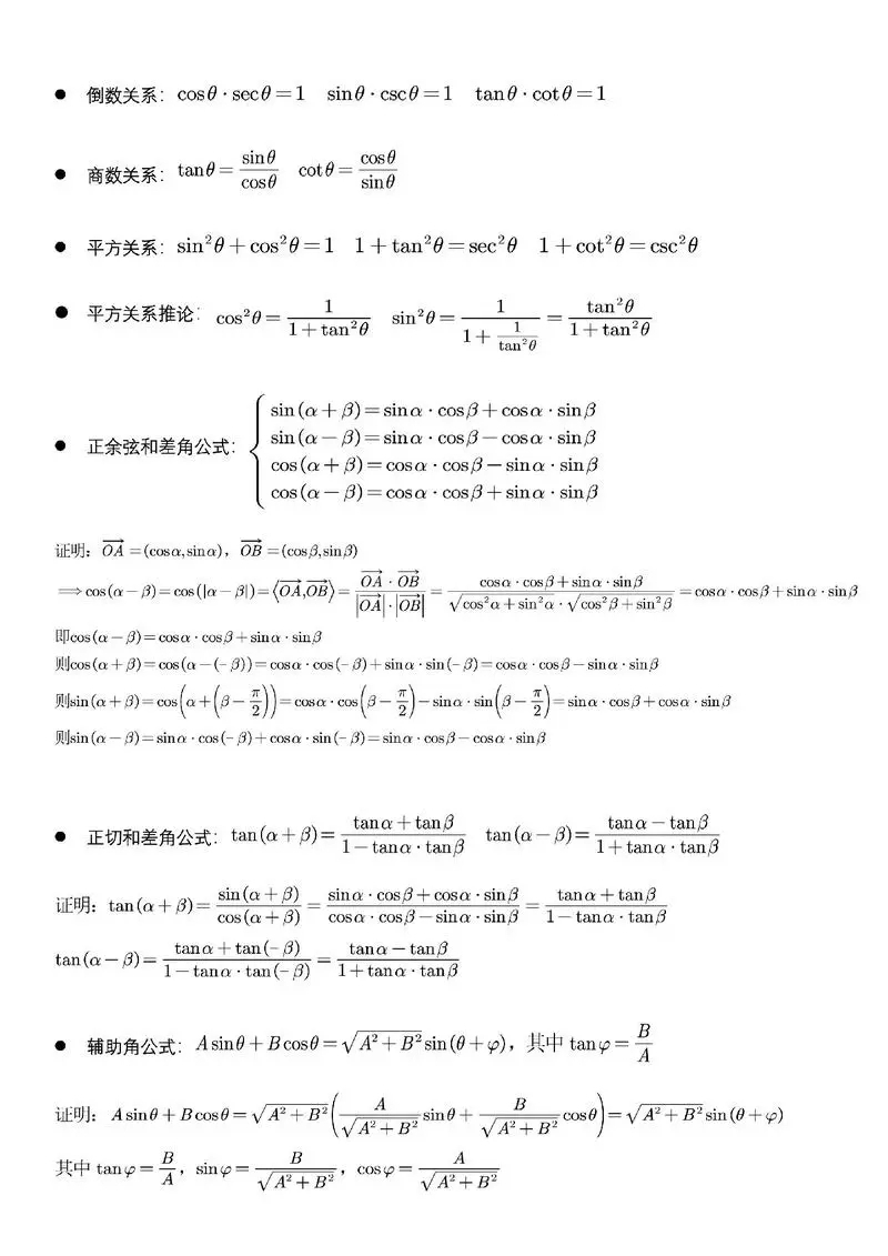 三角函数公式大全表格特殊值(excel常用函数公式大全及图解) 三角函数公式大全表格特殊值(excel常用函数公式大全及图解)