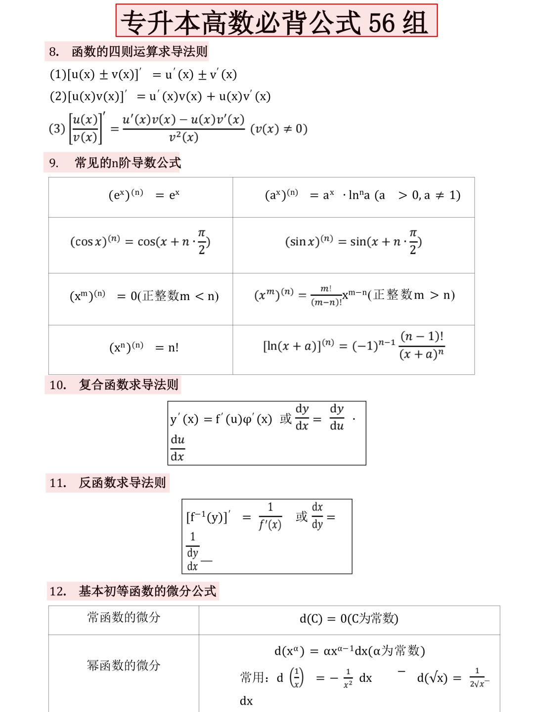 反函数求导的经典例题(反函数求导的经典例题及答案)