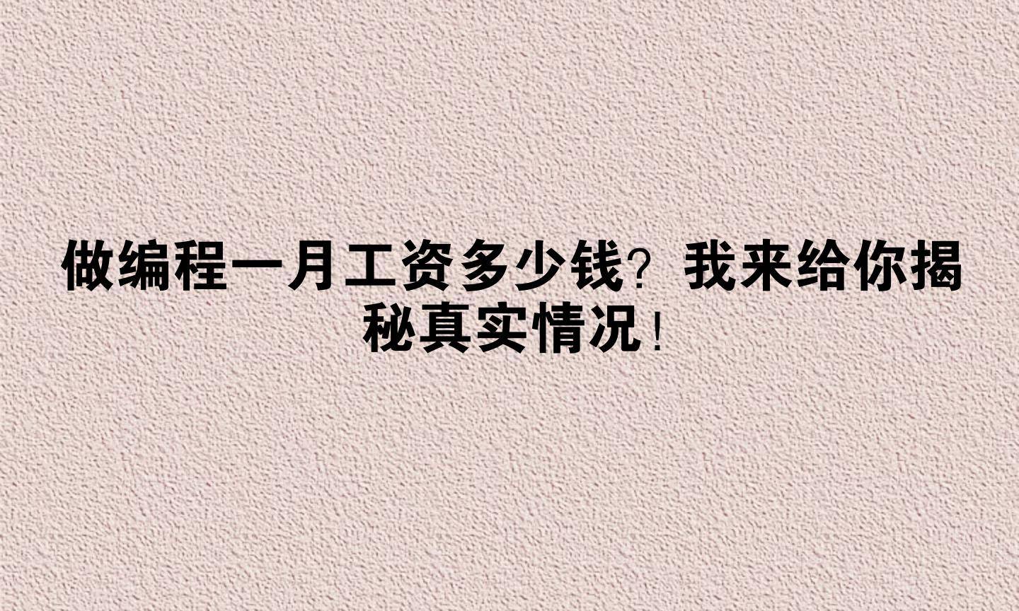 电脑编程工资多少一月(电脑编程毕业做什么工作)